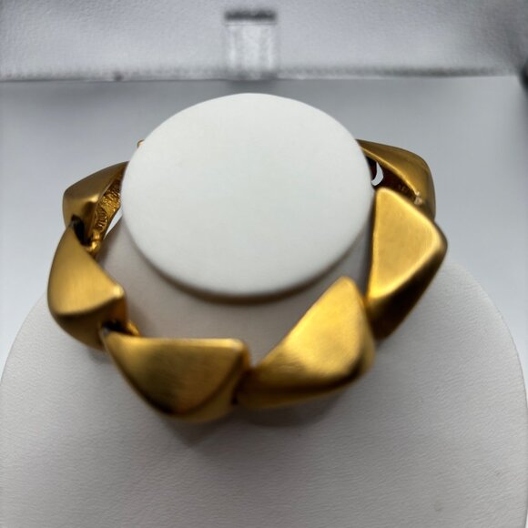 VTG Clara Studio Geometric Link Bracelet Fold-Over Insert Clasp 7" Long OOAK - Picture 2 of 11